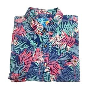 Party Collection by SSCO Southern Shirt Co Retro Hawaiian Short Sleeve Polo